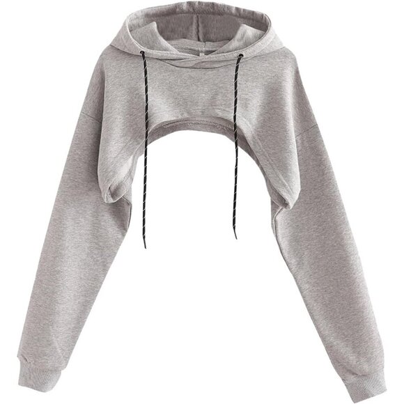 Remidoo Sweatshirt Women Grey Super Top Pullover Long Sleeve Drawstring Hoodie - Picture 1 of 7